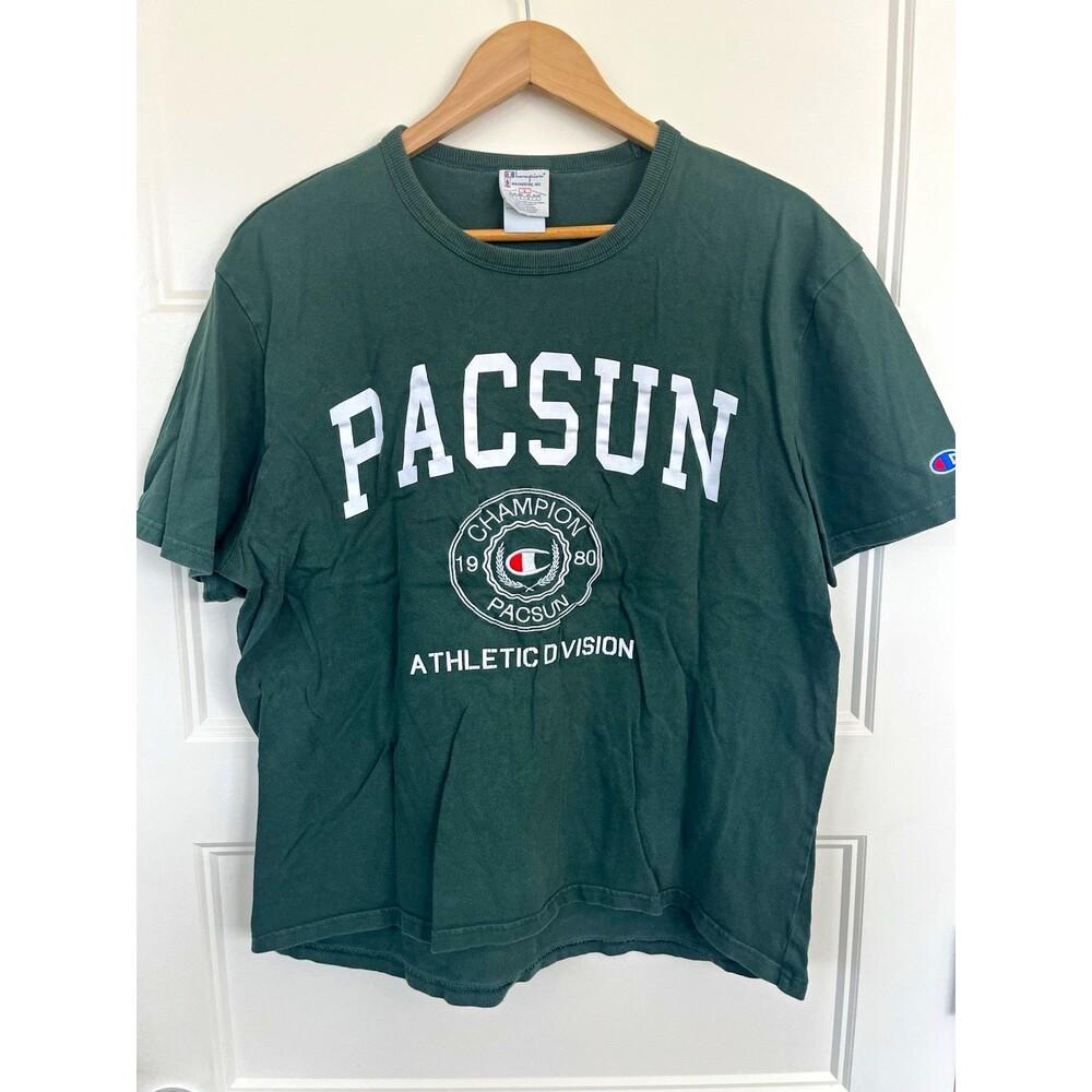 Champion Pacific Sunwear Athletic Dept Crewneck Tee Green Large Vintage Style